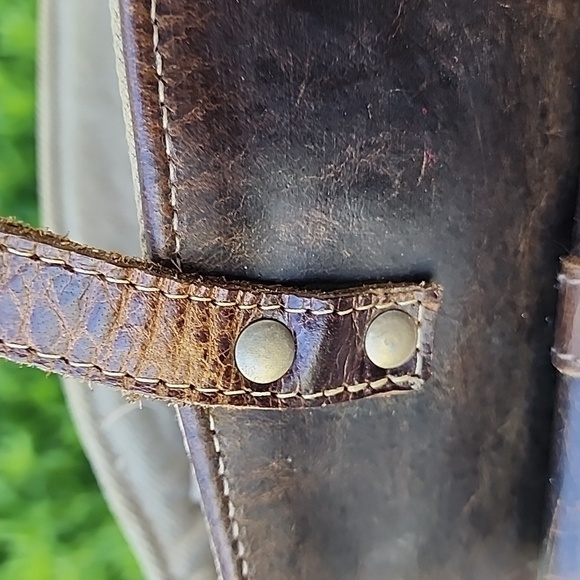 Myra Leather Canvas Woven Khaki Green Brown Boho Tapestry Shoulder Tote Bag. - Picture 10 of 12